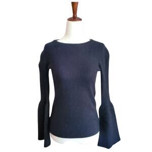 Magaschoni Cashmere Black Bell Sleeve Sweater - Women's Medium